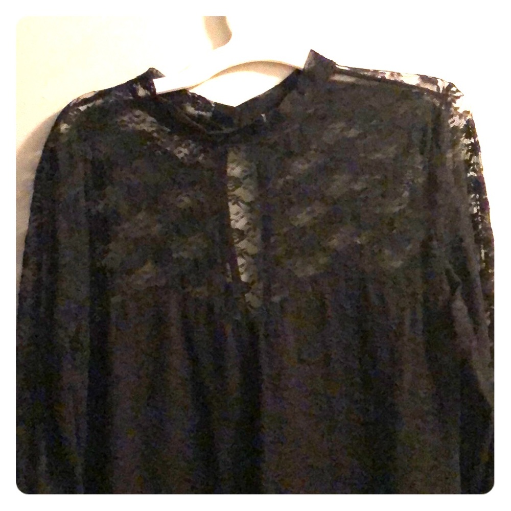 Black stretch lace blouse